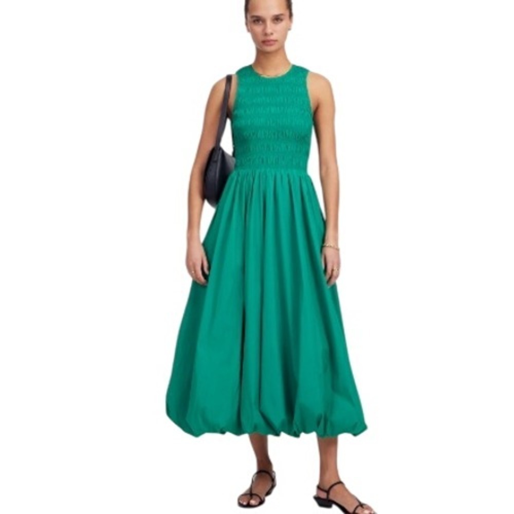 NWT Madewell Smocked Bodice Midi Dress Green Sleeveless Spring Wedding Guest - Picture 16 of 16
